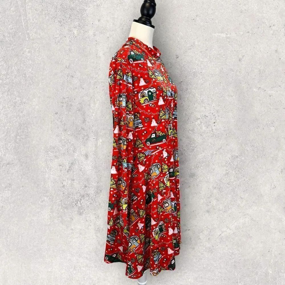 Born Famous Ugly Christmas Sweater Dress Red Long Sleeve Fit & Flare Size XXL - Picture 3 of 12
